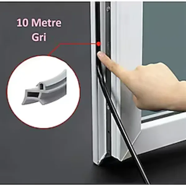 Babawick Pimapen Contası Gri Kapı Pencere Fitili 10 Metrelik Pakette Pvc Pimapen Fitili-Contas
