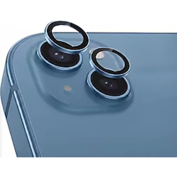Babilden iPhone 15/15 Plus İle Uyumlu Kamera Lens Koruyucu Alüminyum Alaşım Çerçeveli Telefon Lensi Temperli Cam Koruma (Mavi)