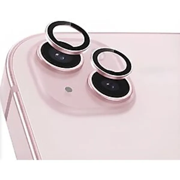 Babilden iPhone 15 Plus İle Uyumlu Kamera Lens Koruyucu Alüminyum Alaşım Çerçeveli Telefon Lensi Temperli Cam Koruma (Pembe)