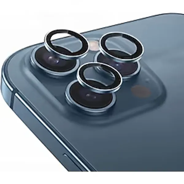 Babilden iPhone 15 Pro / 15 Pro Max İle Uyumlu Kamera Lens Koruyucu Alüminyum Alaşım Çerçeveli Telefon Lensi Temperli Cam Koruma (Lacivert)