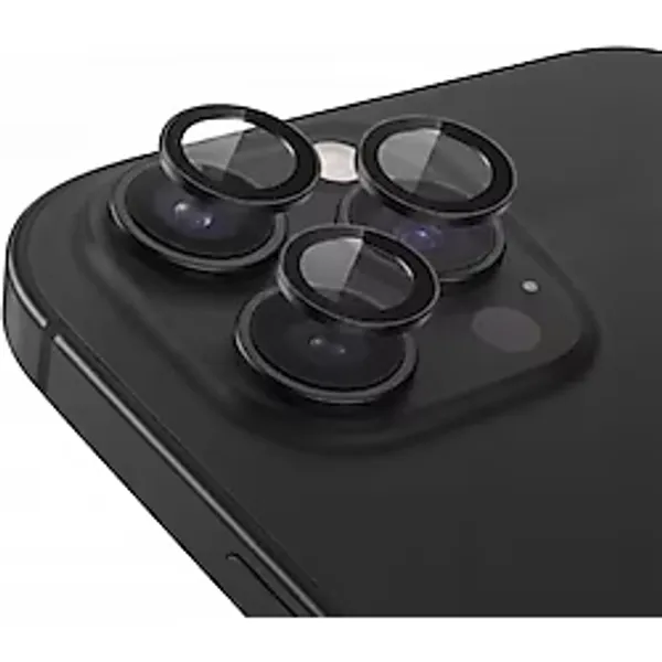 Babilden iPhone 15 Pro Max İle Uyumlu Kamera Lens Koruyucu Alüminyum Alaşım Çerçeveli Telefon Lensi Temperli Cam Koruma (Siyah)