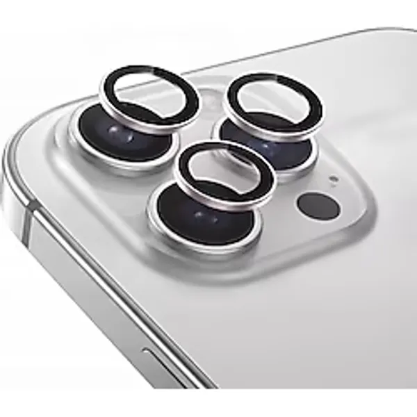 Babilden İphone Alüminyum Alaşım Çerçeveli Tempered Glass Kamera Lens Koruyucu (İphone 13 Pro Max, Silver)