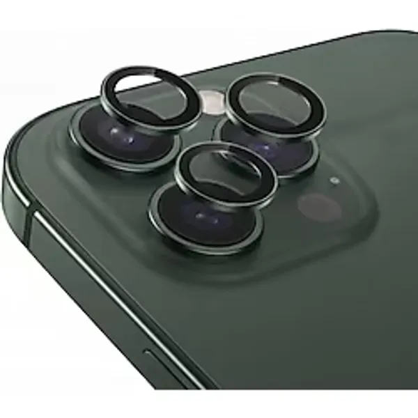 Babilden İphone Alüminyum Alaşım Çerçeveli Tempered Glass Kamera Lens Koruyucu (iPhone 13 Pro Max, Green)