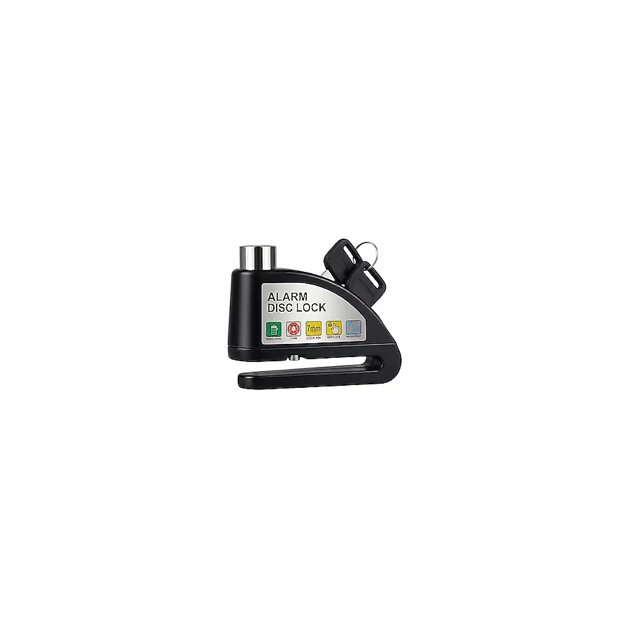 Babilden PC1505 Alarm Disk Kilidi Seti, Fren Kilidi, Hırsızlığa Karşı Su Geçirmez 110 dB 7 mm Pin 1,5 m Hatırlatma Kablosu Motosikletler için Scooter Taşıma Çantası