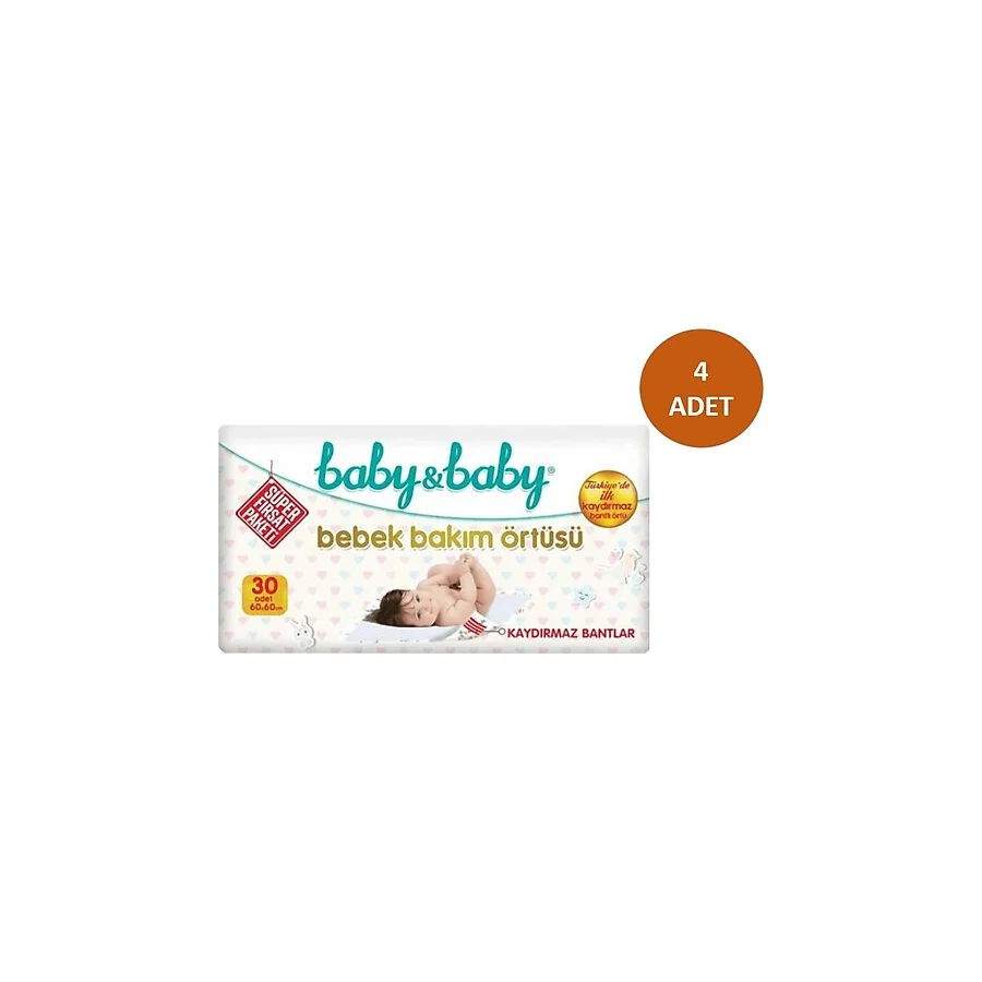 Baby&Baby Kaydırmaz Bantlı 30'lu 4 Paket Bebek Bakım Örtüsü