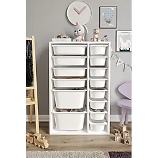 Baby Darling Mdf - Large Duo 14 Sepetli Oyuncak Dolabı - Beyaz