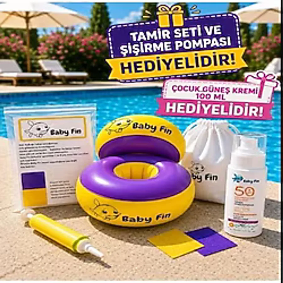 Baby Fin Başlangıç Seviye Yüzme Kolluk Babyfin Süngerli Deniz Kolluğu + Tamir Kiti + Pompa ve 100 mlGüneş Kremi Hediyeli