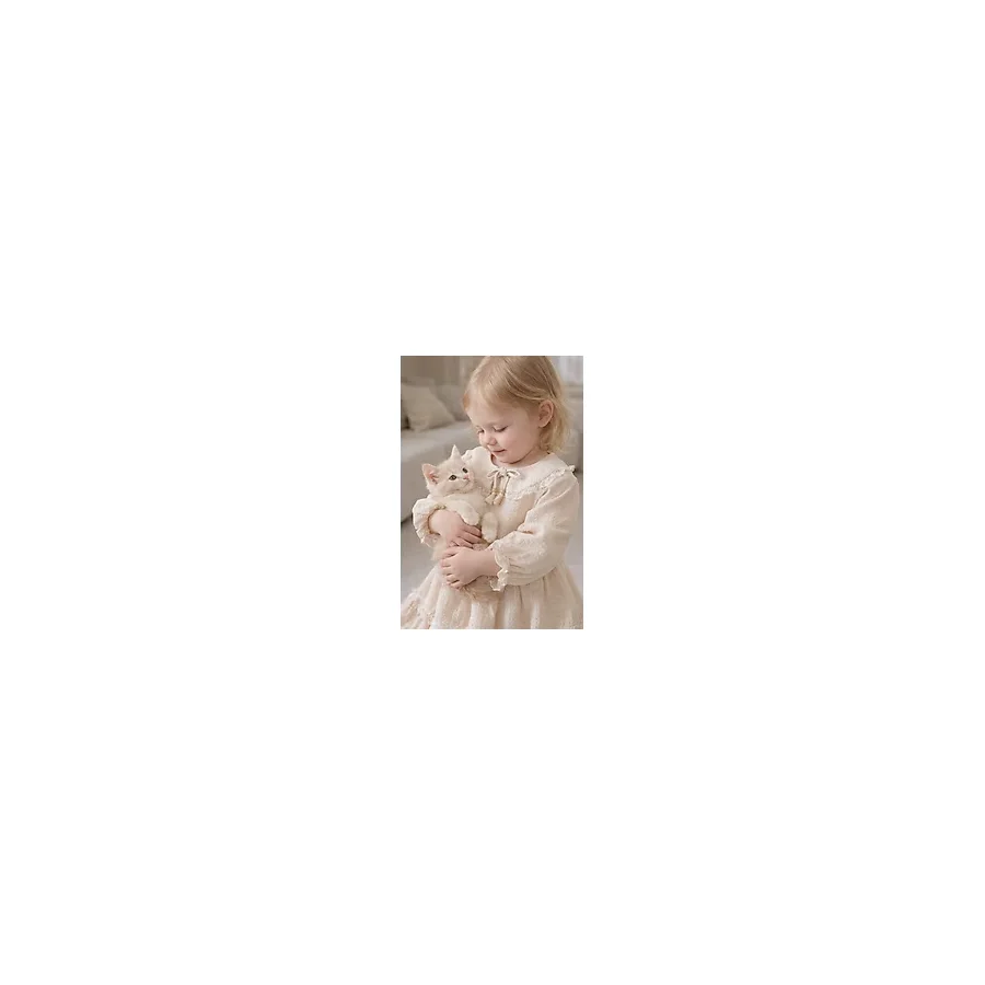 Baby Hola Dantel Işlemeli Bebe Yaka Vintage Müslin Kız Bebek Elbise 2017 - 12 - 18 Ay - Bej