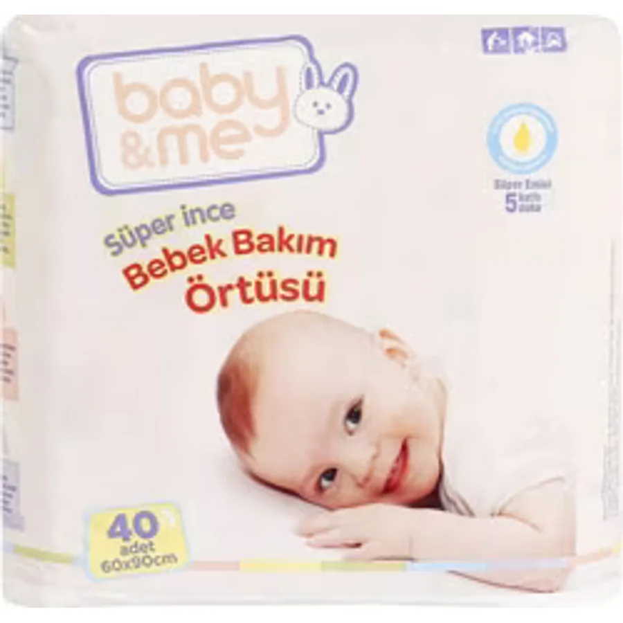 Baby&Me Süper İnce 60x90 cm 40'lı Bebek Bakım Örtüsü