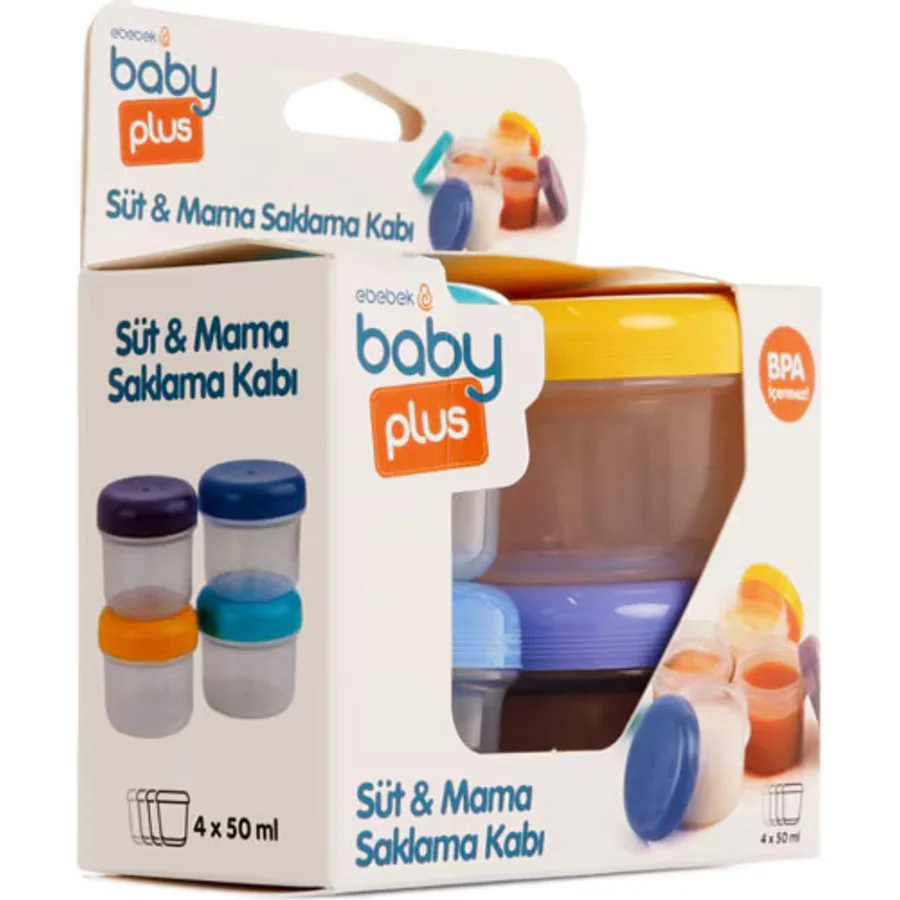 Baby Plus 4'lü 50 ml Süt ve Mama Saklama Kabı