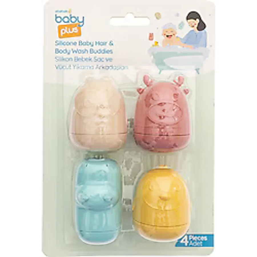 Baby Plus 4'lü Oyuncaklı Yumuşak Silikon Saç ve Vücut Yıkama Arkadaşları