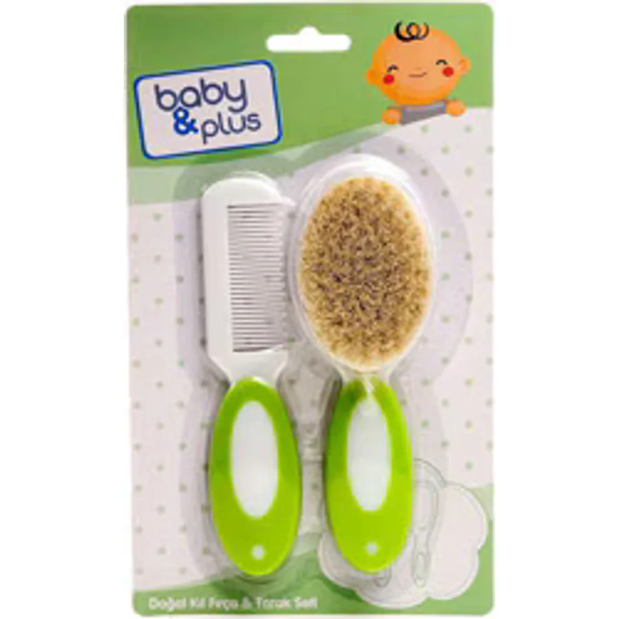 Baby Plus Bebek Doğal Kıl Fırça Tarak Seti