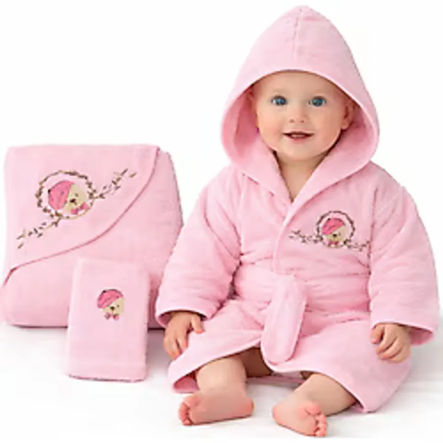 Baby Shez %100 Pamuk Bebek Çocuk Bornoz Havlu Takımı Set 0-2 Yaş