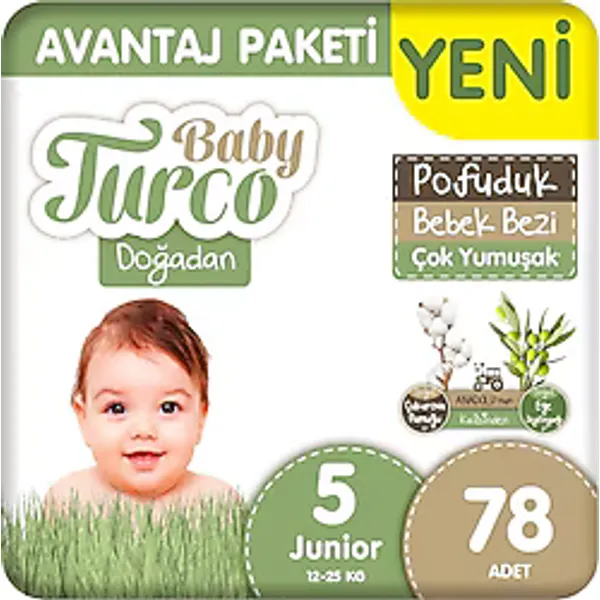 Baby Turco Doğadan Pofuduk 5 Numara Junior 78'li Bebek Bezi