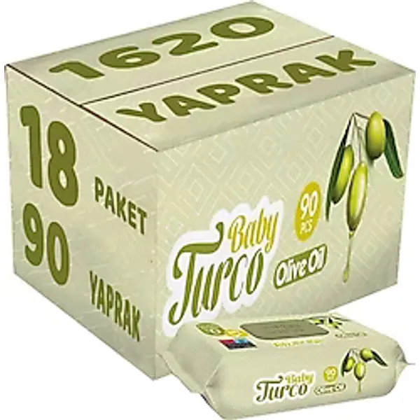 Baby Turco Zeytinyağlı 90 Yaprak 18'li Paket Islak Bebek Havlusu