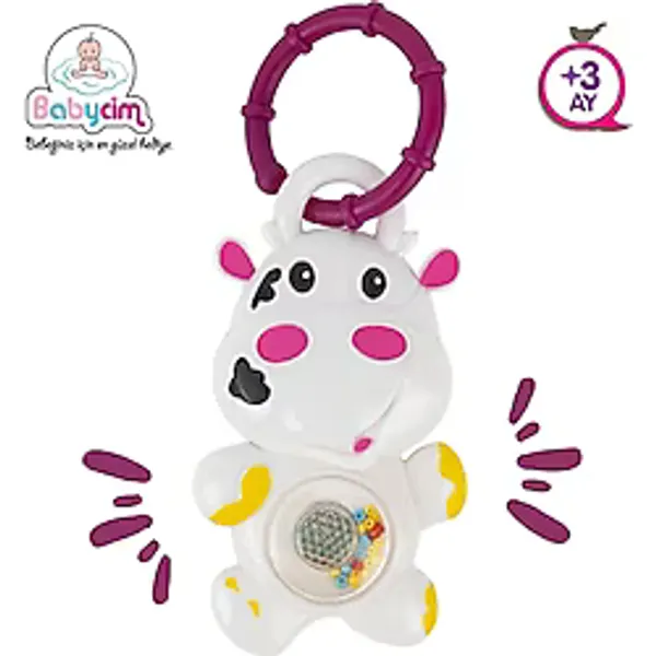 Babycim Işıklı ve Sesli Inek Çıngırak Bebek Oyuncağı Askılı Aktivite Oyuncağı 3 Ay+