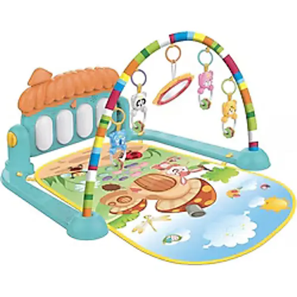 Babycim Piyanolu Mantar Desenli Bebek Oyun Halısı - Hayvan Figürlü - Yeşil - 50 x 70 cm
