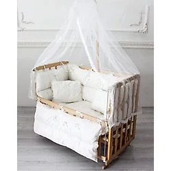 babyen1 Babyen 50x90 Krem Bebek Beşik Uyku Seti (4KENARLI)) Anne Yanı %100 Pamuk(BEŞİK HARİÇ)