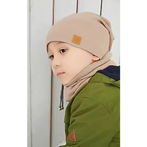 Babygiz Erkek Bebek Çocuk Sütlü Kahve Ip Detaylı Şapka Bere Boyunluk Takım Rahat %100 Pamuklu Kaşkorse