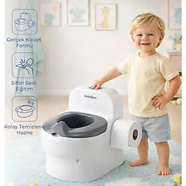 Babyjem Bebeğimin İlk Tuvaleti Sifon Sesli Lazımlık Oturak Beyaz