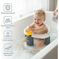 Babyjem Beyaz Önden Açılır Banyo & Mama Oturağı 2 Parça Güvenli Kullanım ve Rahat Oturma Alanı