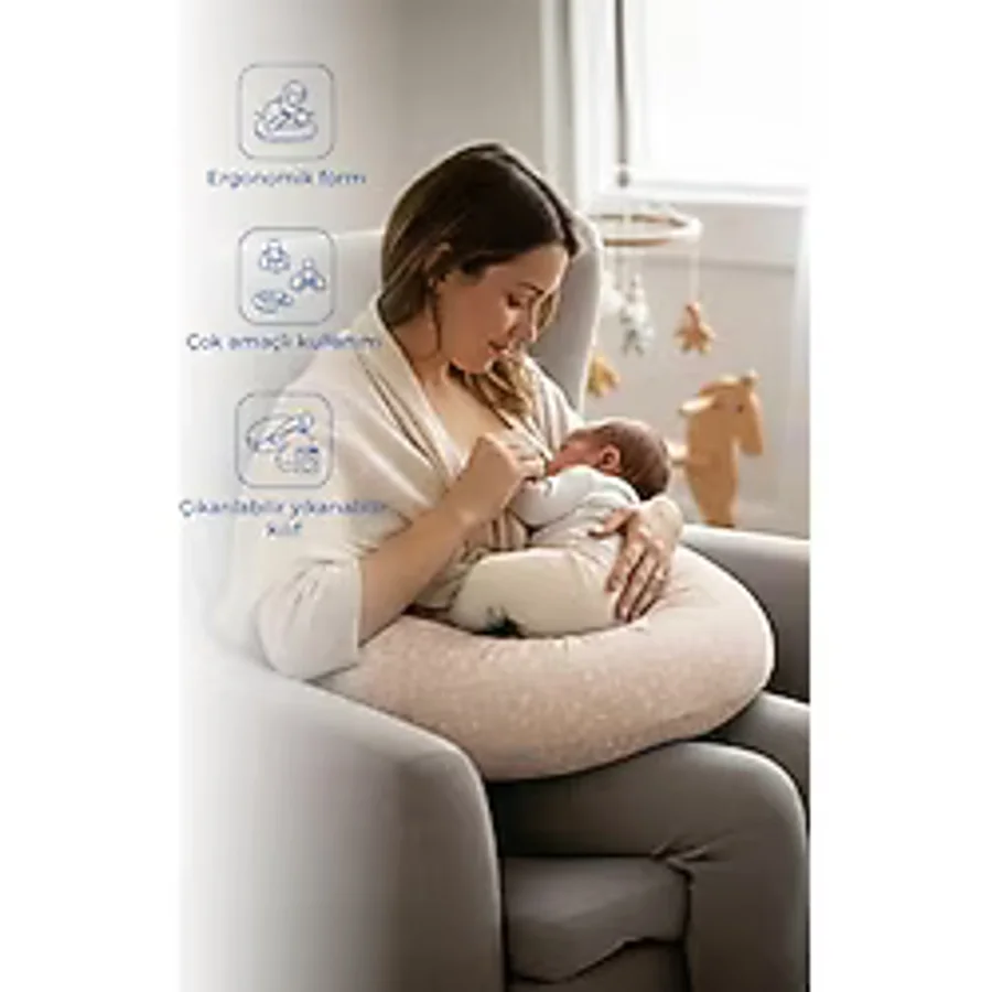Babyjem Emzirme Ve Destek Minderi Mavi Çizgili Desen Çok Renkli Cv282828
