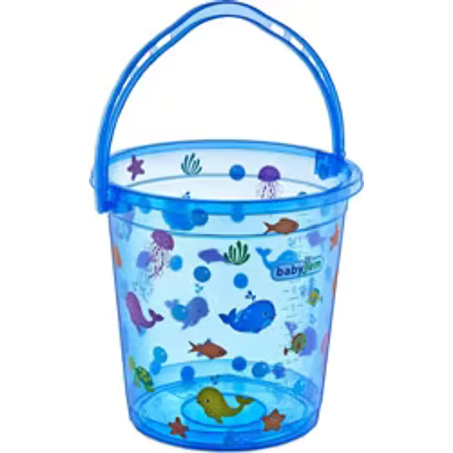 Babyjem Şeffaf Desenli Mavi Bebek Banyo Kovası