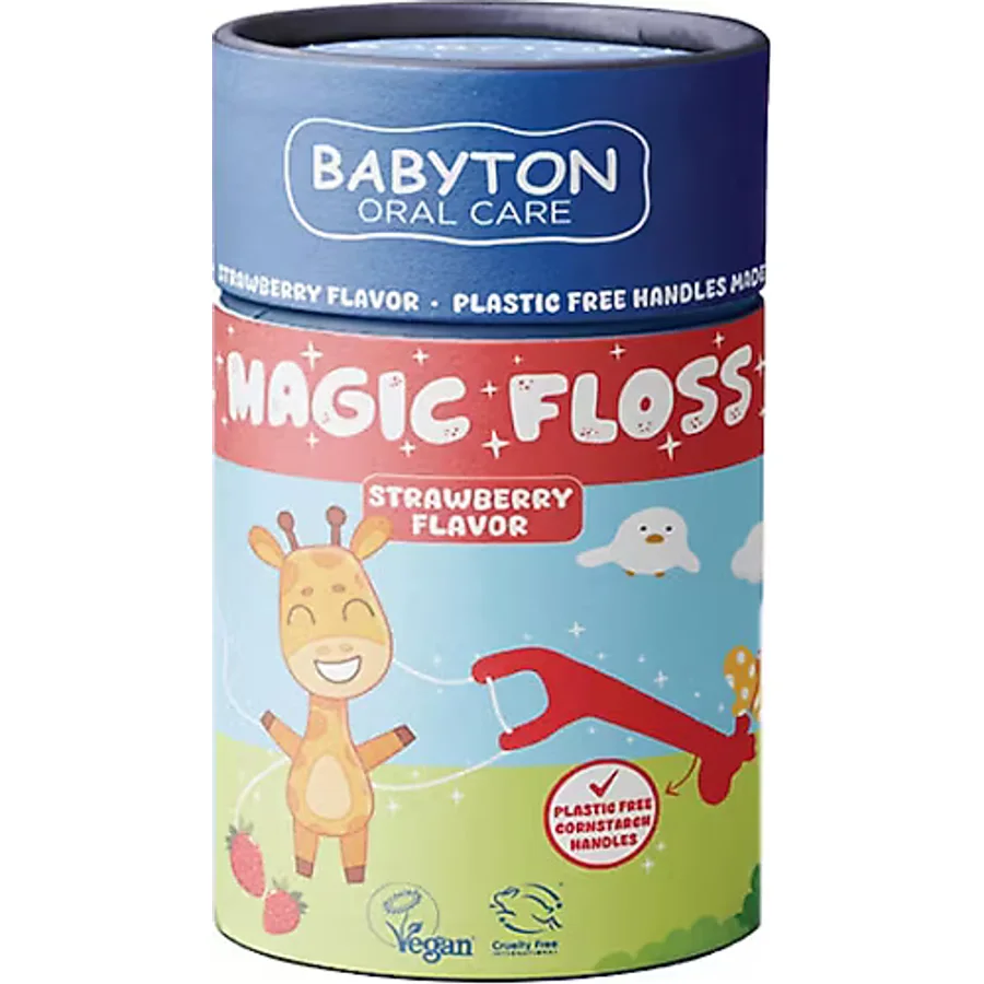 Babyton Magic Floss Çocuklar İçin Diş İpi Çilek Aromalı 30 Adet