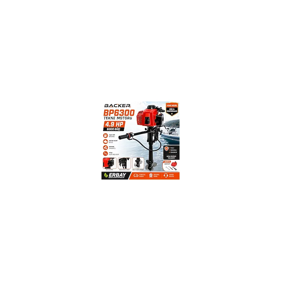 Backer BP6300 Japon Profesyonel Tekne Deniz Bot Kayık Motoru 4,9hp 65CC