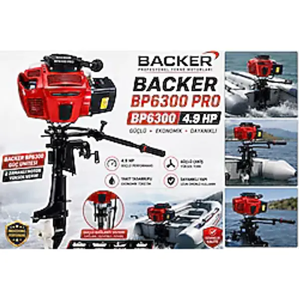 Backer Bp6300 Pro 4.9 Hp 2 Zamanlı Benzinli Tekne Motoru Profesyonel Dıştan Takma Bot Motoru