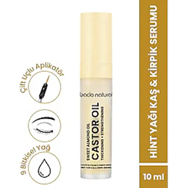 Bade Natural Ultra Hacim Veren Doğal Hint Yağı Kaş Kirpik Serumu Besleyici, Güçlendirici, Dolgunlaştırıcı 10 ml