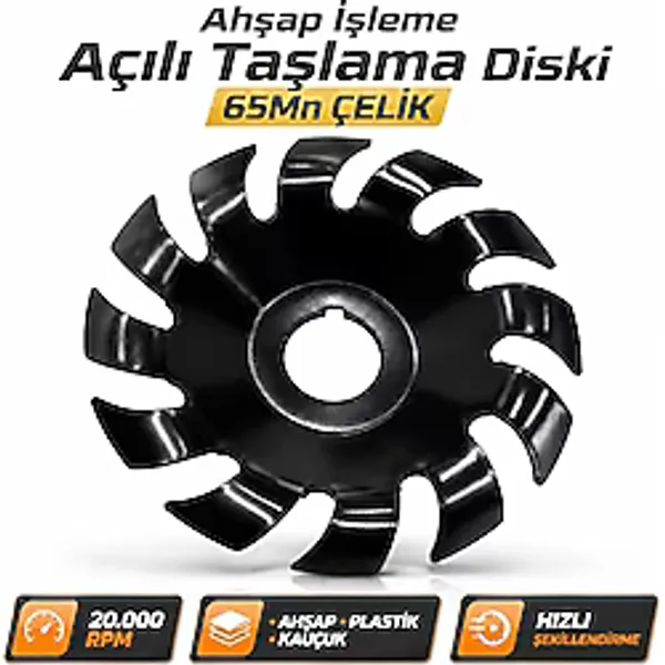 Badem10 Ahşap Oyma Disk 115 mm Kesici Taşlama Bıçağı Açı Öğütücü Testere Diski Şekillendirme Aparatı - Siyah