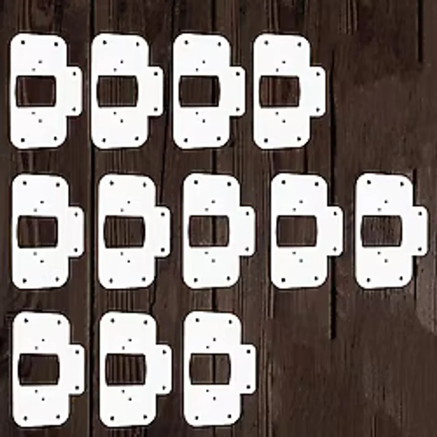 Badem10 Beyaz Dolap Kapak Taş Tas Menteşe Metal Tamir Saçı 12 Adet Pratik Onarım Kiti Yuva Tablası 6,5x9