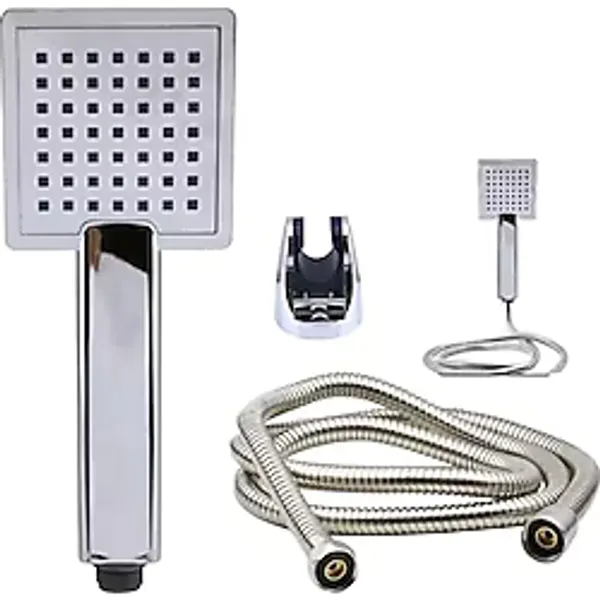 Badem10 Duş Seti Fişkiye Banyo Duş Başlığı Set Fiskiyesi Telefonu Kare Klasik Başlık Metal Hortum