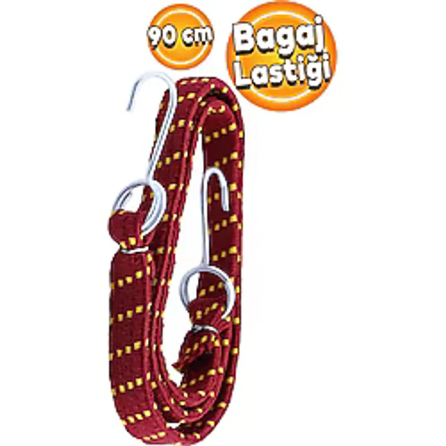 Badem10 Geniş Kancalı Oto Araç Araba Bagaj Lastiği Bisiklet Sabitleme Yük Taşıma Lastik 20 Mm X 90 Cm