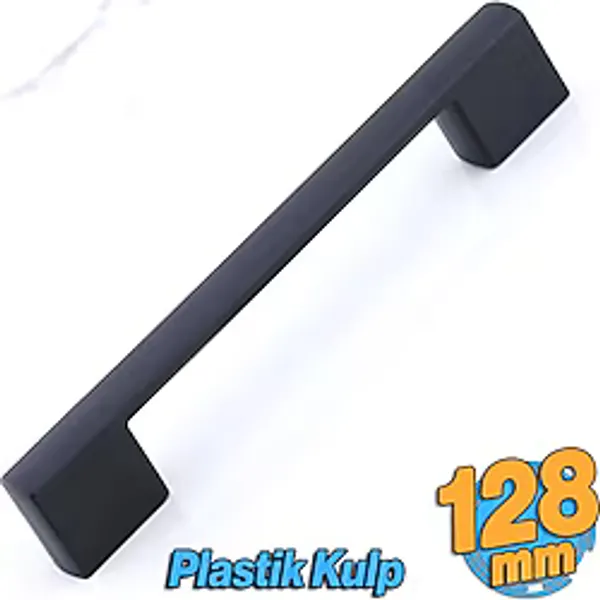 Badem10 Gölcük 128 mm (Sert Plastik) Kulp Siyah Mobilya Çekmece Mutfak Dolap Dolabı Kulpu Kulbu Kulpları