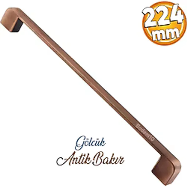 Badem10 Gölcük Oval (224 mm - 22.4 cm) Metal Antik Bakır Mobilya Mutfak Çekmece Dolap Dolabı Kapak Kulbu Kulpu Kulpları