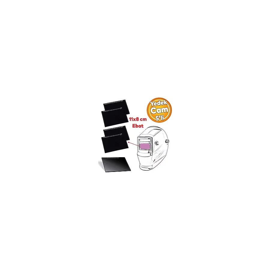 Badem10 Kaynak Baş Maskesi El Tipi Kaynak Maske Yedek Camı 10 Numara Filtre 3 mm Kalınlık 5 Adet