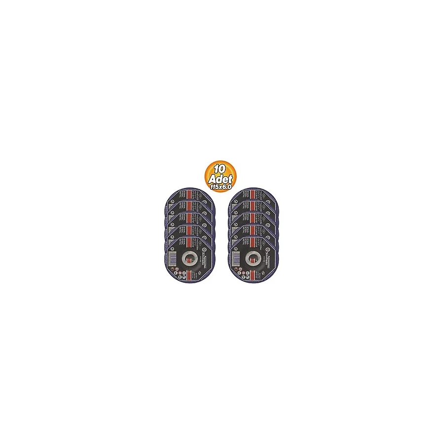 Badem10 Metal Kesme Taşı 10 Adet 115X6X22MM Taşlama Dayanıklı Yüksek Performanslı Uzun Ömürlü Kesici Disk - Çok Renkli