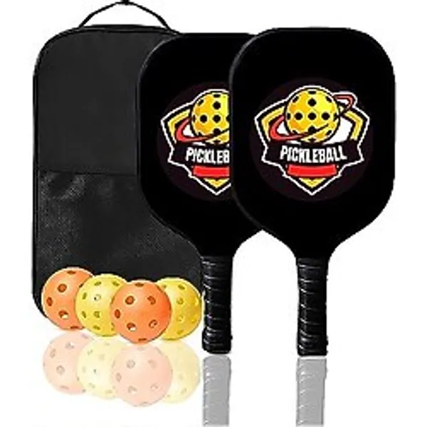 BADQIAO Pickleball Raketi, Karbon Fiber Yüzeyli Hafif Pickleball Raketi, 4 turşu ve 1 Torbalı Pickleball Kurulumu
