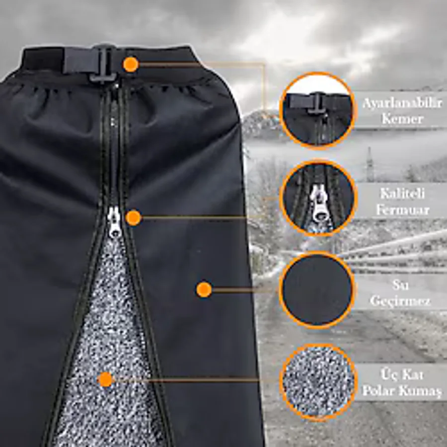 baffhome Motorcu Kurye Yağmurluk Polarlı Su Ve Rüzgar Geçirmez Yandan Fermuarlı Pantolon