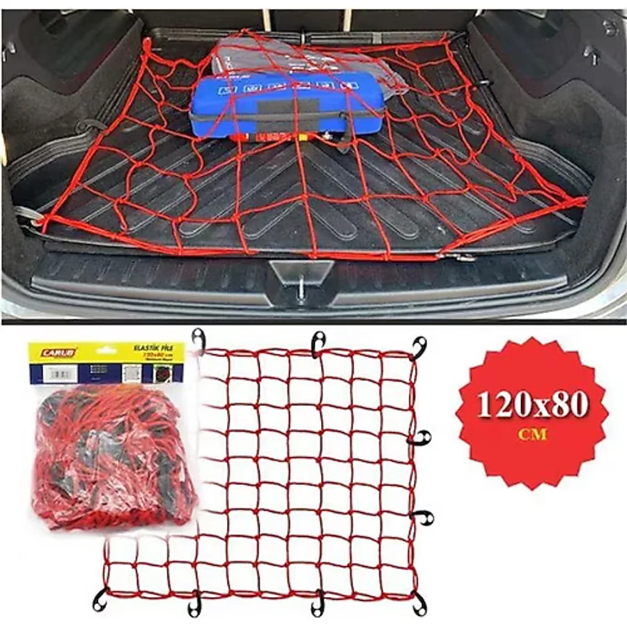 Bagaj Filesi Elastik120x80cm Kırmızı Bagaj Lastiği Ahtapot