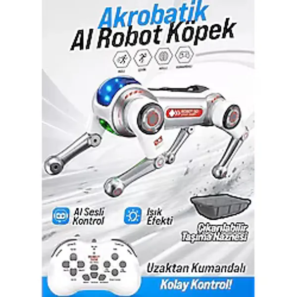 Bagajon Brb1 Aı Akıllı Robot Köpek 2.4Ghz Uzaktan Kumandalı Sesli Komutlu Rgb Işıklı Programlanabilir Akrobatik Oyuncak