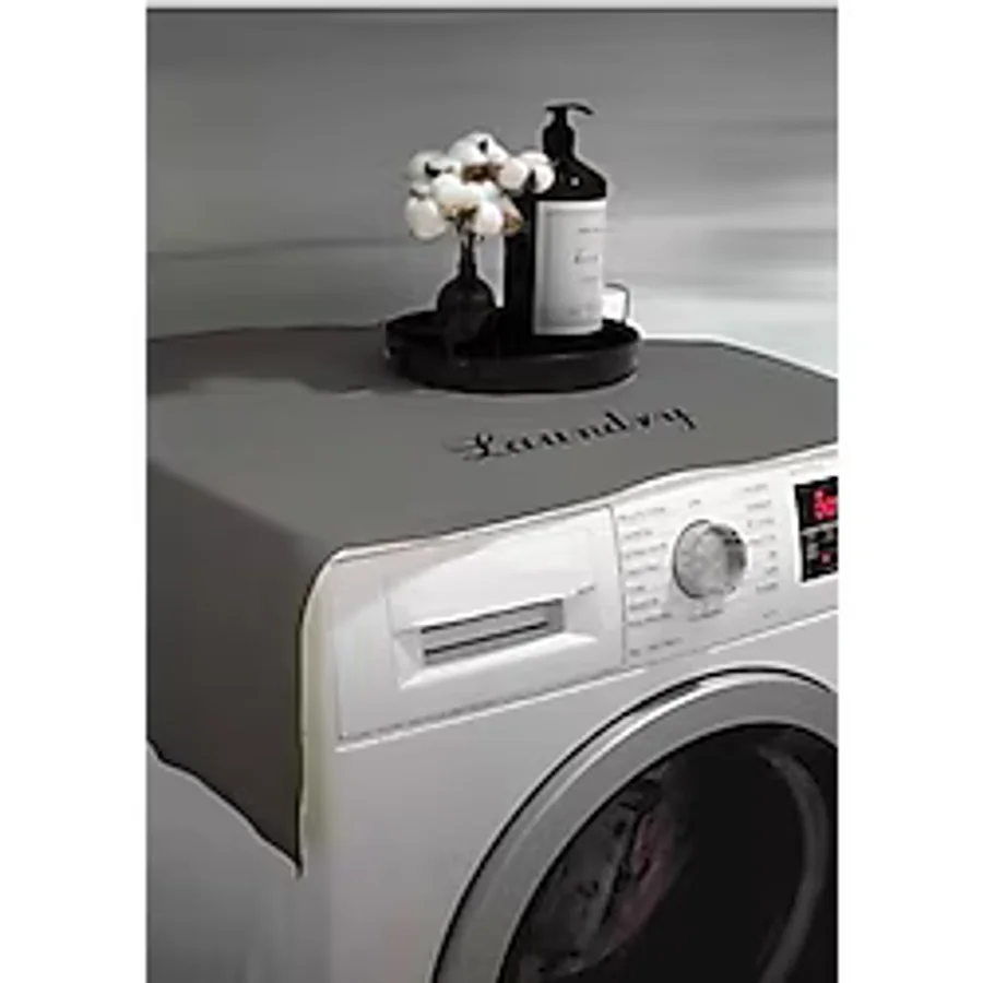 Bagand Laundry Basklı Gri Çamaşır Makine Örtüsü - 1 Adet