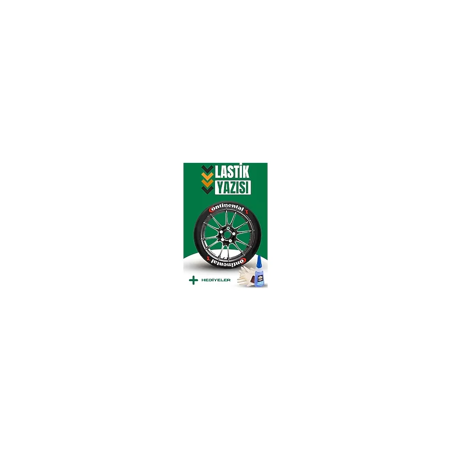 Baghes Continental Motosiklet Ve Otomobil Araç 3d Oto Lastik Yazısı Sticker Arma Seti - 8 Adet