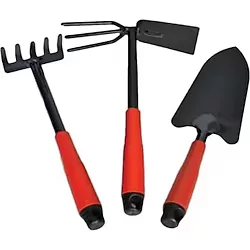 Bahçe El Aletleri Seti, 30 cm Kürek, Tırmık ve Çapa, Kırmızı-Siyah, 3 Parça