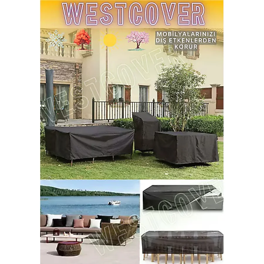 Bahçe Mobilyası Koruma Örtüsü Brandası Premium Kalite 160x100cm Siyah Siyah