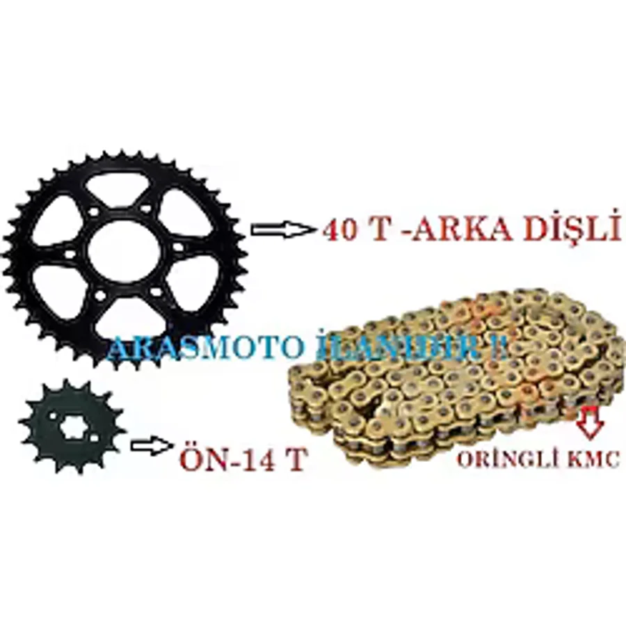 Bajaj Pulsar Ns 200-Rs 200 Gold Sarı Oringli Zincir Dişli Takımı (40 T-14 T) Arasmto