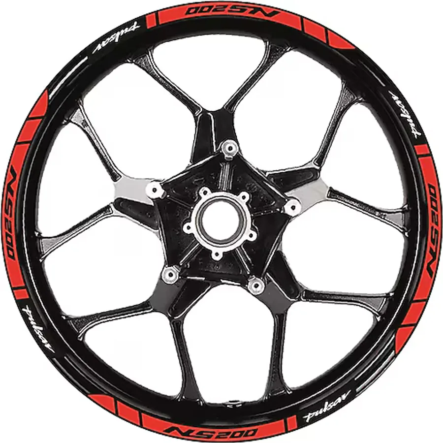 Bajaj Pulsar Ns200 Baskılı Jant Dışı Şerit Motosiklet Sticker Etiket Modeli Kırmızı