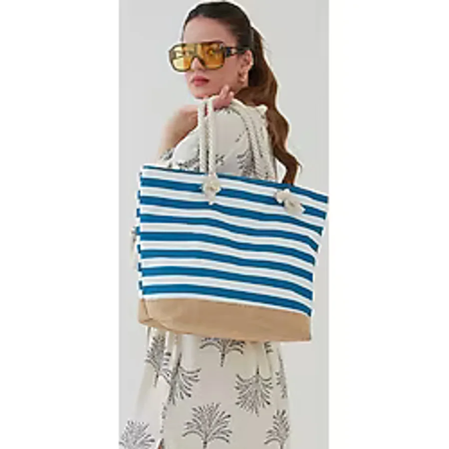 bakacstore Kadın Deniz Plaj Çantası Çok Renkli Fermuarlı Yumuşak Saplı New Season Özel Renk